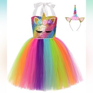 Unicorn birthday tutu - size 5-6- great condition